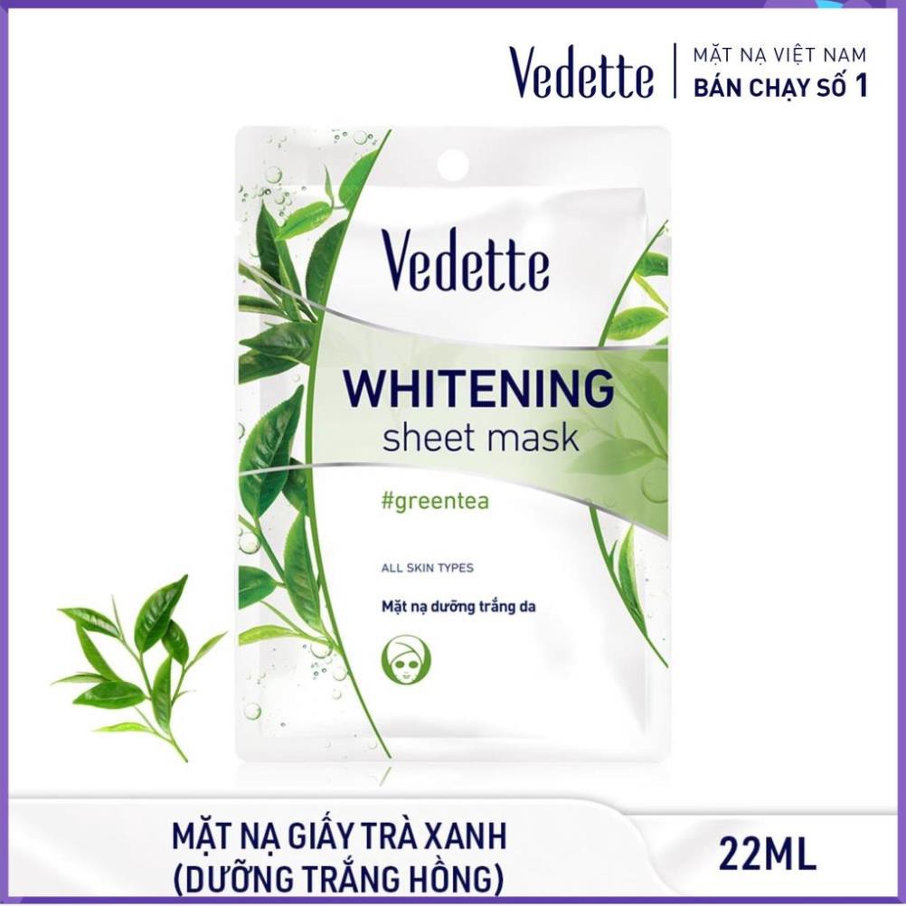 🍊 COMBO 10 MẶT NẠ GIẤY TRẮNG HỒNG TỰ NHIÊN 22ml VEDETTE - 05 LOẠI x 2