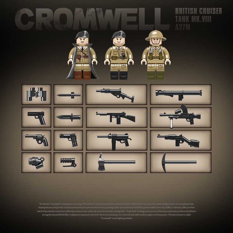 Đồ chơi giáo dục  Lắp ráp Mô hình xe tăng Quan Guan 100237 Cromwell MK.VIII Cruiser Tank A27 block
