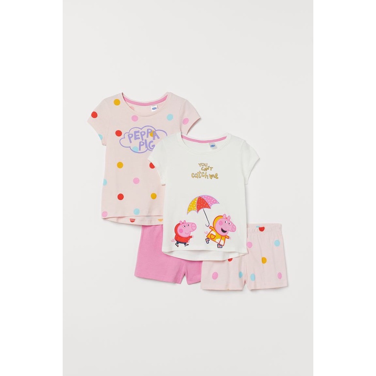 Bộ hè bé gái. Set 2 bộ cộc tay dư xịn chất cotton họa tiết Pony, Peppa, Minie BH26