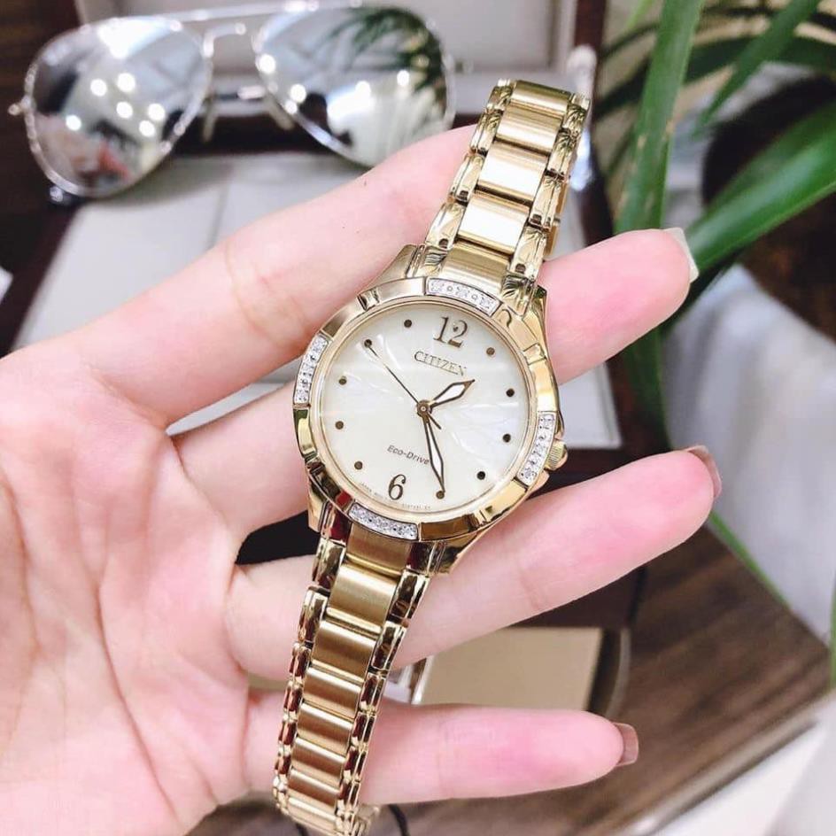 Đồng hồ thời trang nữ Citizen EM0452-58P Eco-drive - Kính khoáng - chống nước 3ATM - size 30mm chính hãng