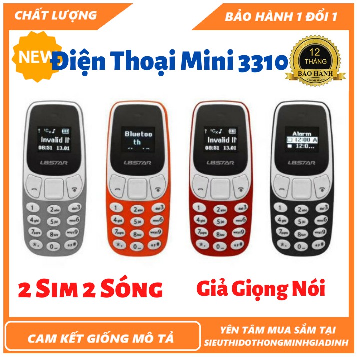 Điện Thoại Mini 3310,Siêu Rẻ,Siêu Nhỏ,Dung Lượng Khủng,2 Sim,Sóng Khỏe,Loa To,MP3,Thẻ Nhớ SD,Giả Giọng Nói