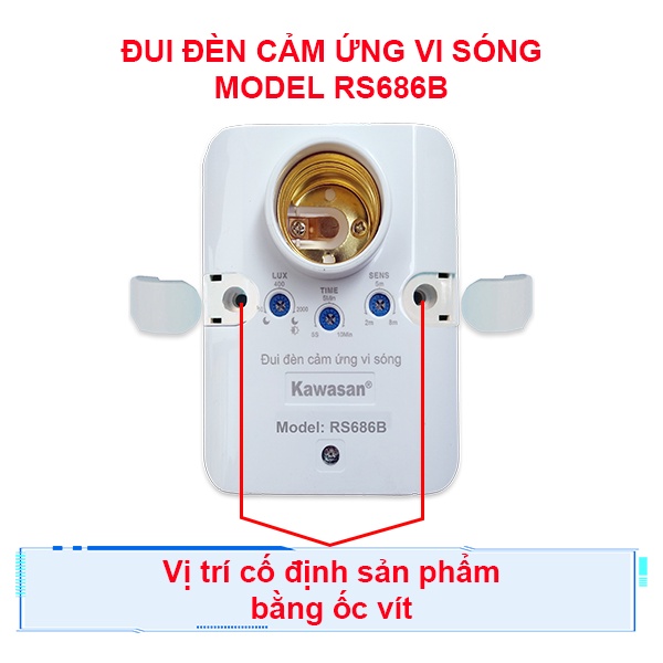 Đui đèn cảm ứng vi sóng Kawasan RS686B ( Có ngõ ra cho đèn, còi phụ)