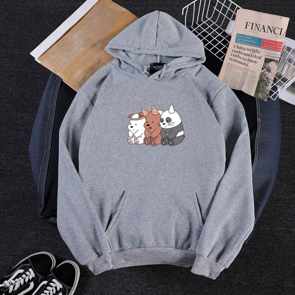 Áo hodie 3 gấu trắng mặt mèo, chất nỉ bông nhé bạn