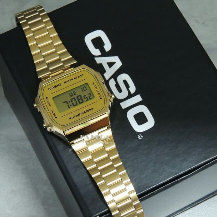 Đồng Hồ Nam Casio A168WEGM Chính Hãng -9 Dây Kim Loại Mạ Vàng - Tuổi Thọ Pin 7 Năm