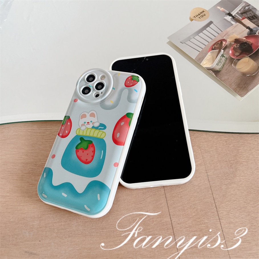 Ốp Điện Thoại Mềm Hình Lọ Sữa Dâu Cho iPhone 14 13 12 11 Pro Max X XR Xs Max 8 7 6 6s Plus SE 2020