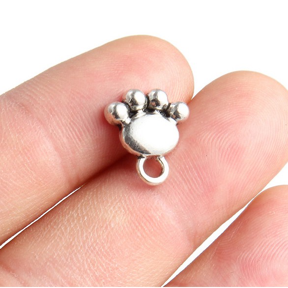 Bộ 10 Mặt Dây Chuyền Hình Chân Mèo Bằng Hợp Kim Dễ Thương DIY