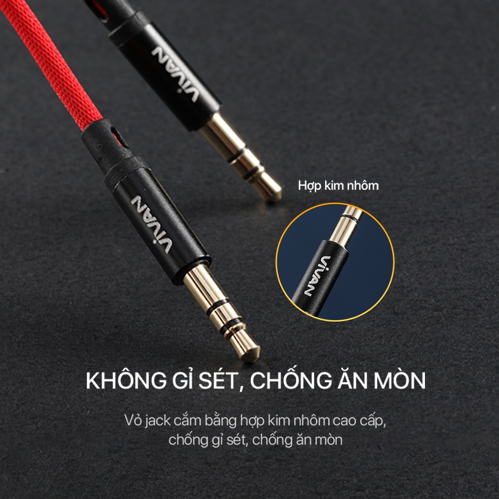 Dây Cáp Âm Thanh AUX VIVAN AUX01 Cổng Kết Nối 3.5mm Dài 100cm Hàng Chính Hãng