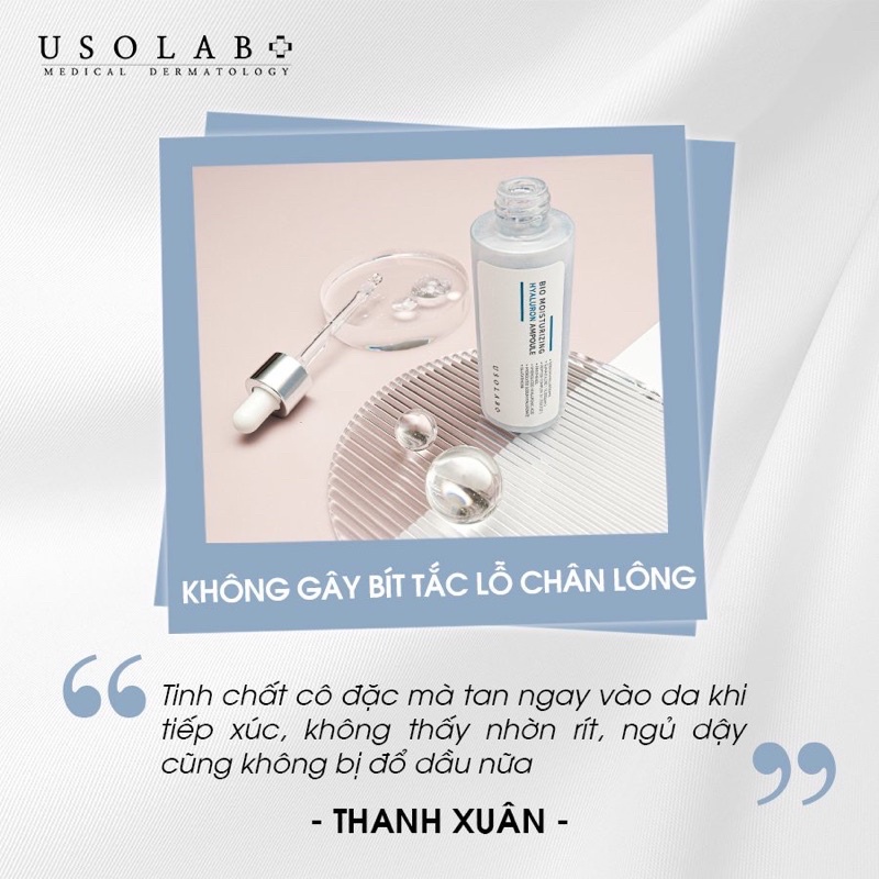 Tinh chất - Serum cấp nước căng bóng HA USOLAB BIO MOISTURIZING HYALURON AMPOULE 50ml (Mẫu Mới)