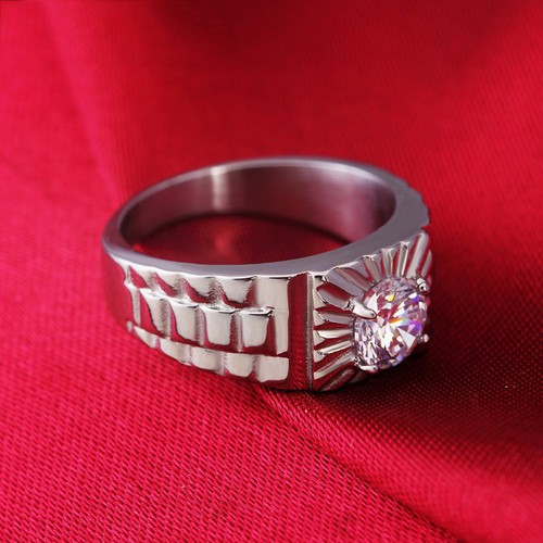 Nhẫn Nam Đính 1 Viên Đá Nhân Tạo Titan Ko Đen TT 2605