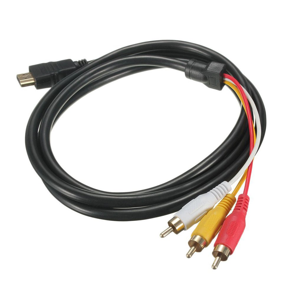 【SUN】1080P HDTV HDMI-compatible Male To 3 RCA Audio Video AV Cable Cord Adapter