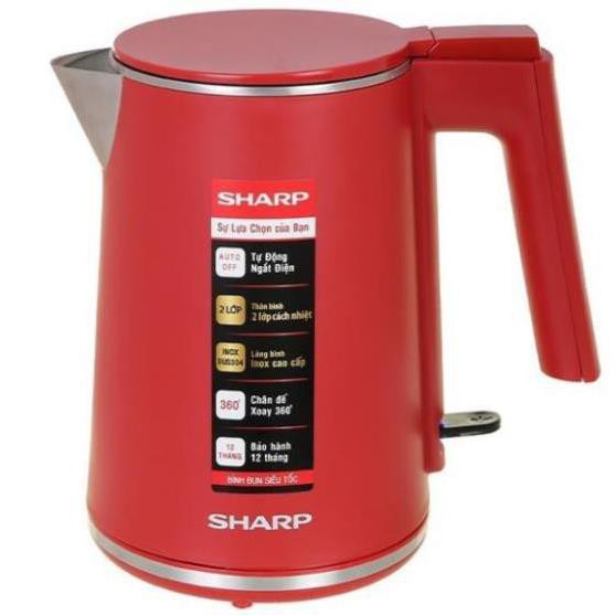 Bình đun siêu tốc Sharp EKJ-10DVPS -RD/BK Inox  304, Dung tích 1Lit- Bảo hành 12 tháng