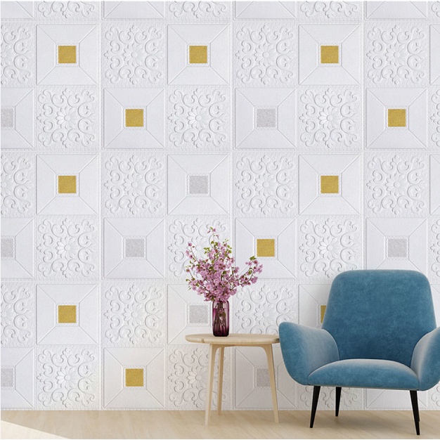 Xốp dán tường giả gạch DIY Giấy dán tường xốp chống thấm nước chống ẩm hiệu ứng 3D trang trí nhà cửa đẹp phong cách kt 35x35cm