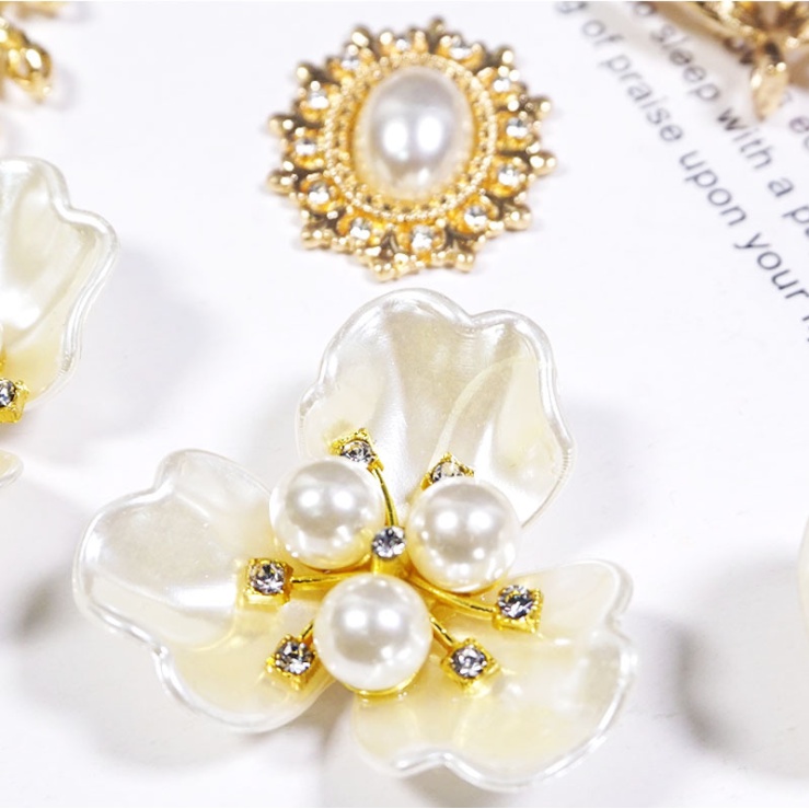 Các mẫu charm phụ kiện nạm Pearl thích hợp dùng trang trí mặt dây, vỏ ốp điện thoại, DIY