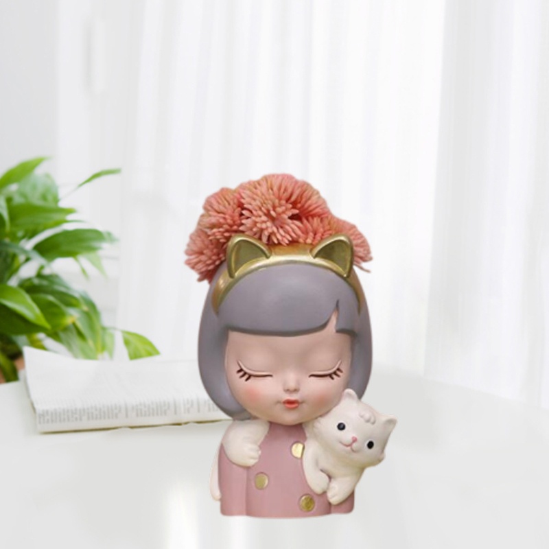 Khuôn Silicone Làm Chậu Hoa / Cây Cảnh Hình Bé Gái Dễ Thương