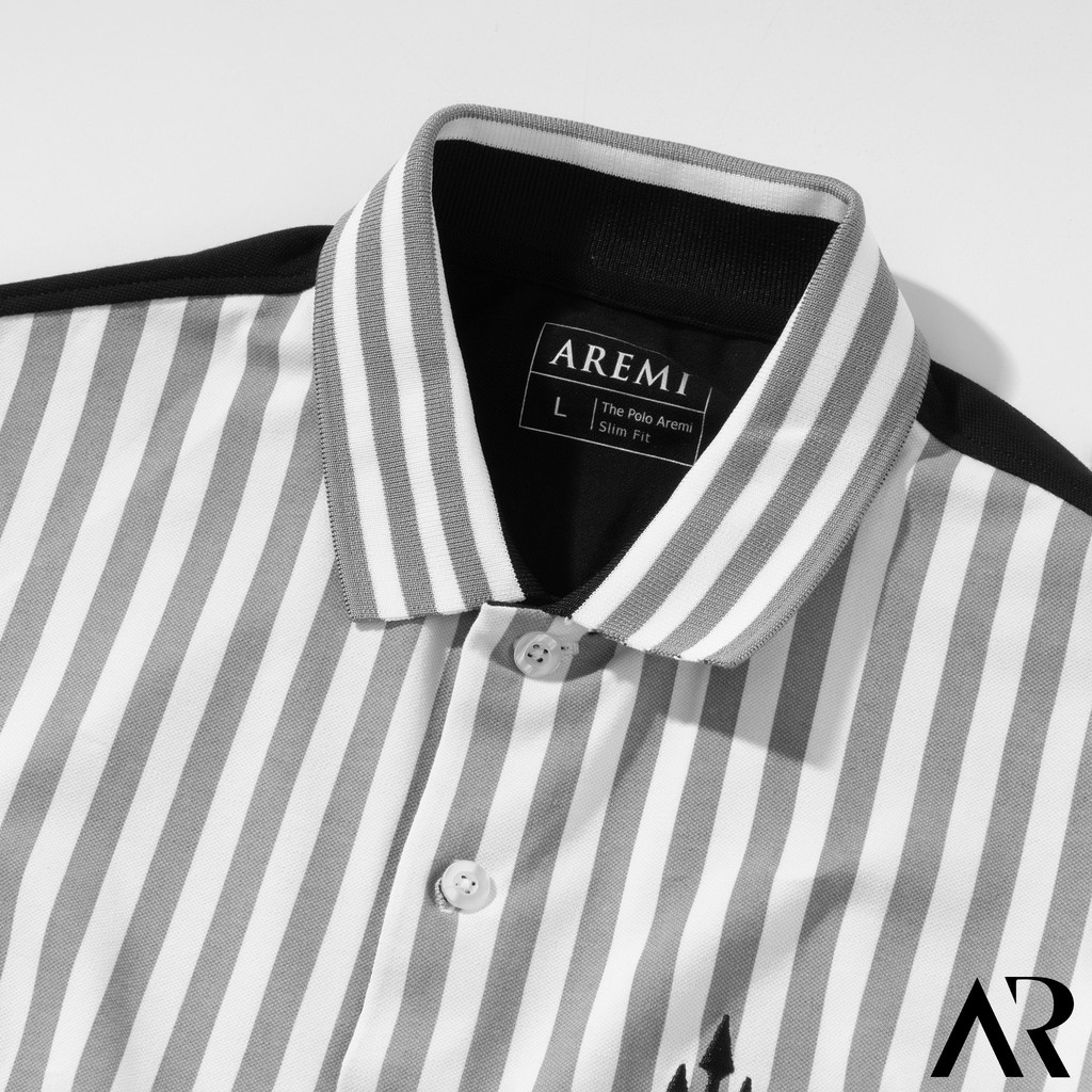 Áo Polo Nam trơn cổ trụ sọc đen trắng,thun cao cấp from chuẩn, thiết kế phong cách sang trọng  AREMI APL0007