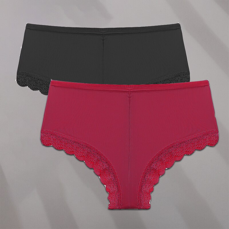 Set 2 Quần Lọt Khe FINETOO Không Đường May Phối Ren Phong Cách Brazil Quyến Rũ Size Lớn Cho Nữ M-XXL