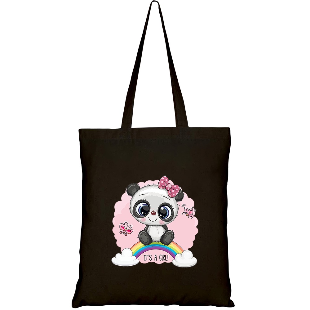 Túi vải tote canvas HTFashion in hình greeting card cute cartoon panda HT398
