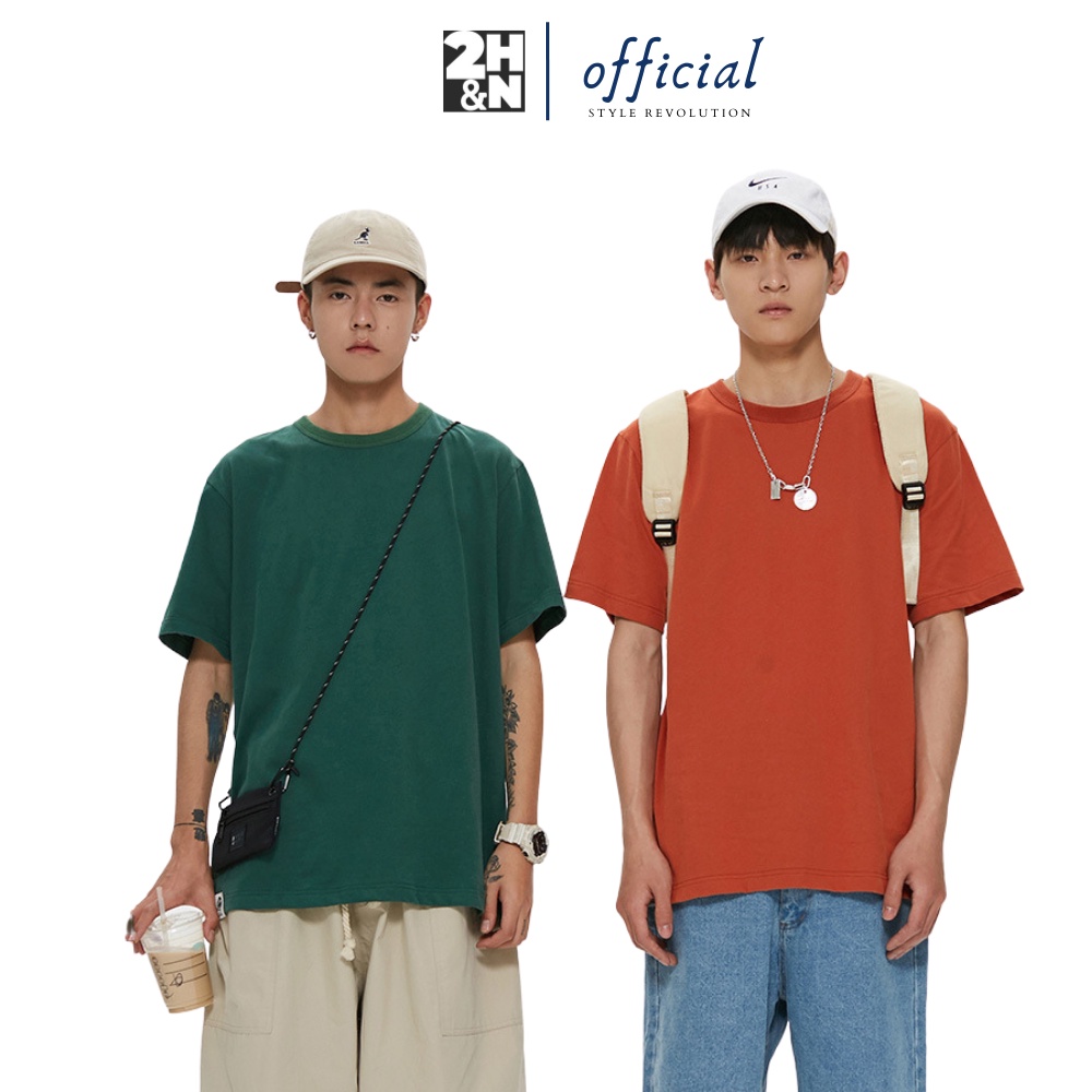 Áo thun trơn nhiều màu basic 2HN unisex form rộng tay lỡ phong cách đường phố hàn quốc hàng dày đủ size 2HNOFFICIAL