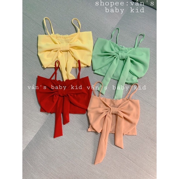 Áo 2 dây phối nơ bé gái