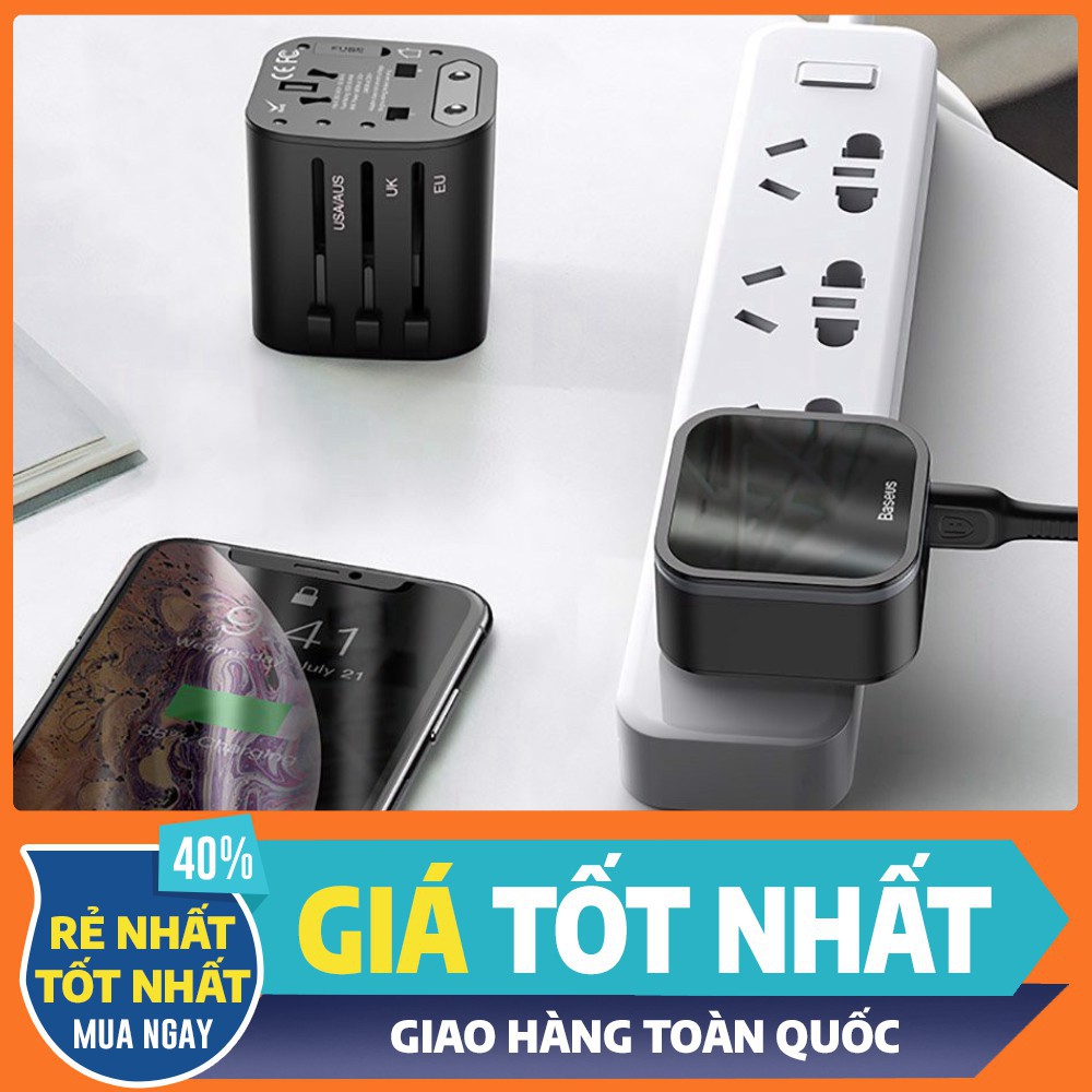 GIẢM KỊCH SÀN Bộ sạc nhanh du lịch đa năng Baseus Removable 2 in 1 Universal Travel Adapter PPS Quick Charger Edition 18