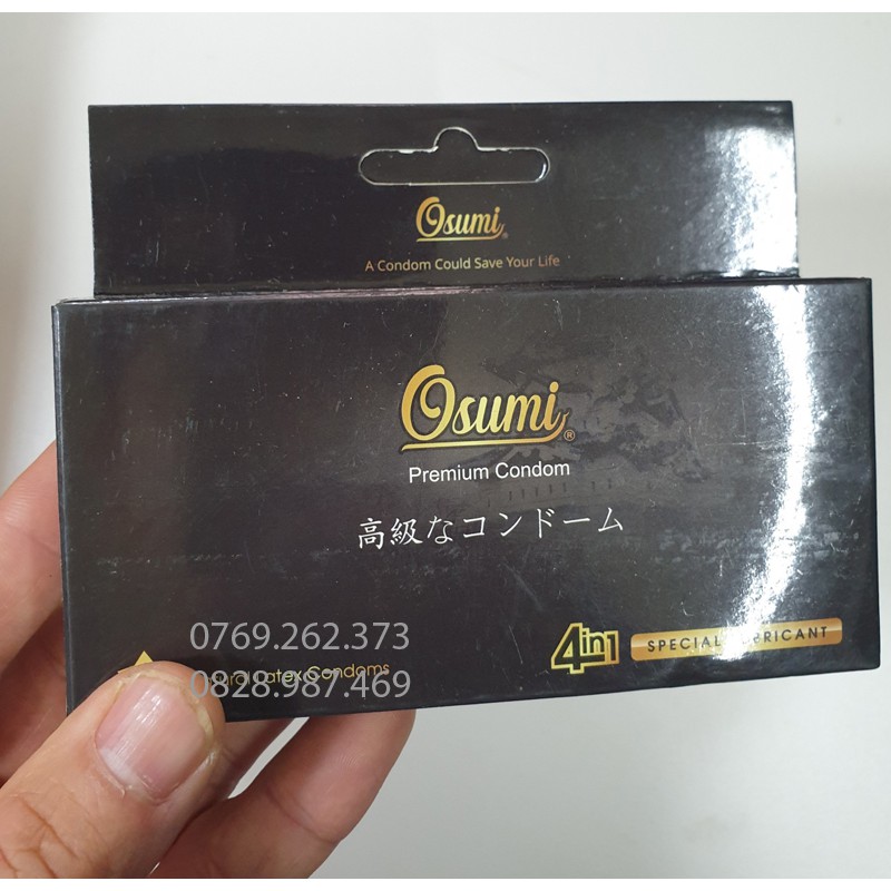 Hộp 12 chiếc bao Osumi CS.07 nhãn đen, gân, gai, kéo dài thời gian thương hiệu Nhật