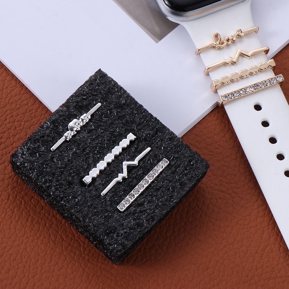 Nhẫn kim loại đính đá nhiều màu sắc dùng trang trí cho đồng hồ Apple