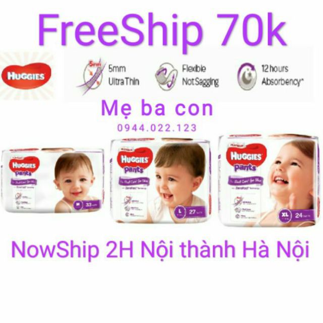 Combo 3 gói Tã quần Siêu cao cấp Huggies Platinum M33, L27, XL24, XXL20 mới