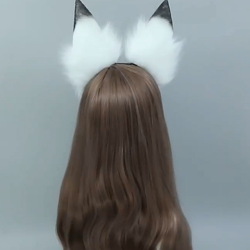 Cài Tóc Hình Tai Sói Hoạt Hình Bằng Vải Lông Dành Cho Hóa Trang Tiệc Tùng Unisex