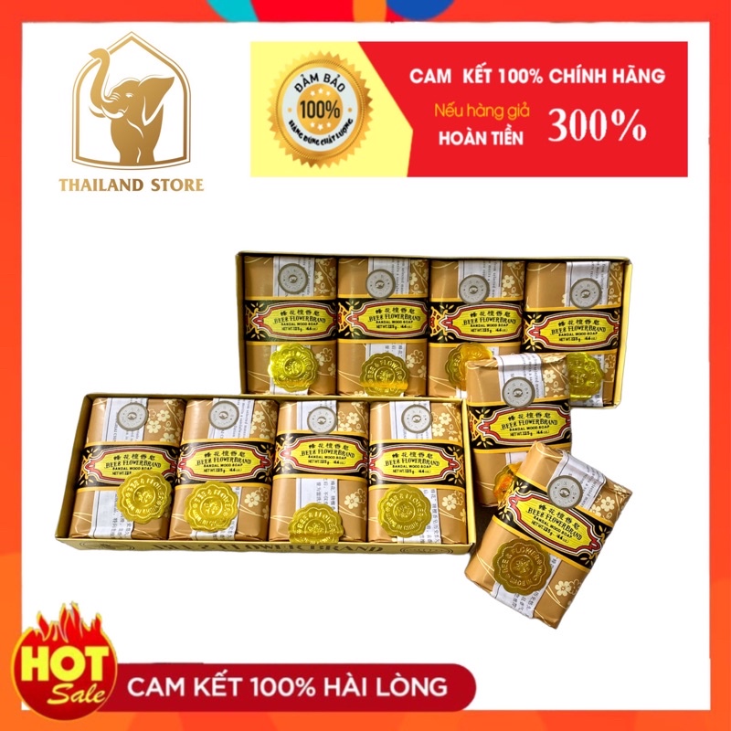 [Combo 4] cục Xà Bông trầm đàn hương Con Ong &amp; bee flower THÁI LAN 125gram/cục