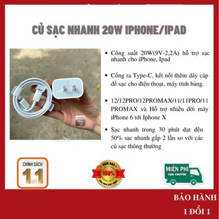 (BH 1 Đổi 1) Bộ sạc nhanh 20W Apple dành cho IPAD PRO,IPHONE