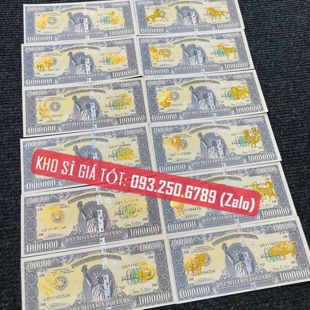 Tiền lì xì 1 Triệu USD mạ vàng 12 con giáp ý nghĩa phong thủy - tặng kèm bao lì xì