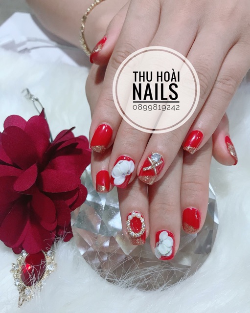 Hoa bột nail, Hoa cúc nhí gắn móng thật - 9.000/1 bông - Set 2 bông=18.000