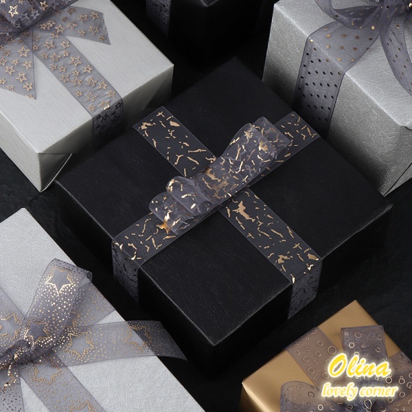 Cuộn Dây Ruy Băng Họa Tiết Ngôi Sao 9.1Mres / roll Trang Trí Gói Quà Sinh Nhật DIY