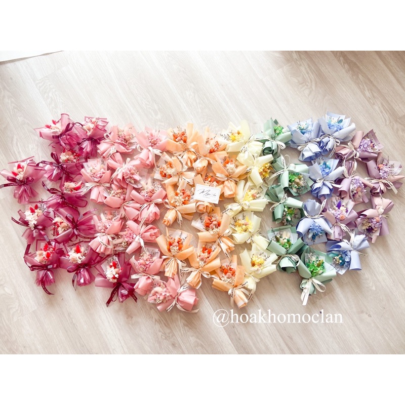 Bó hoa khô mini Multicolor handmade quà tặng hộp quà phụ kiện chụp ảnh sản phẩm độc đáo