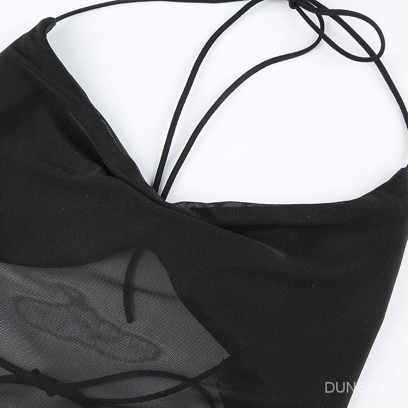 DUNEA Áo sát nách phối lưới thiết kế hở lưng quyến rũ DUNEA