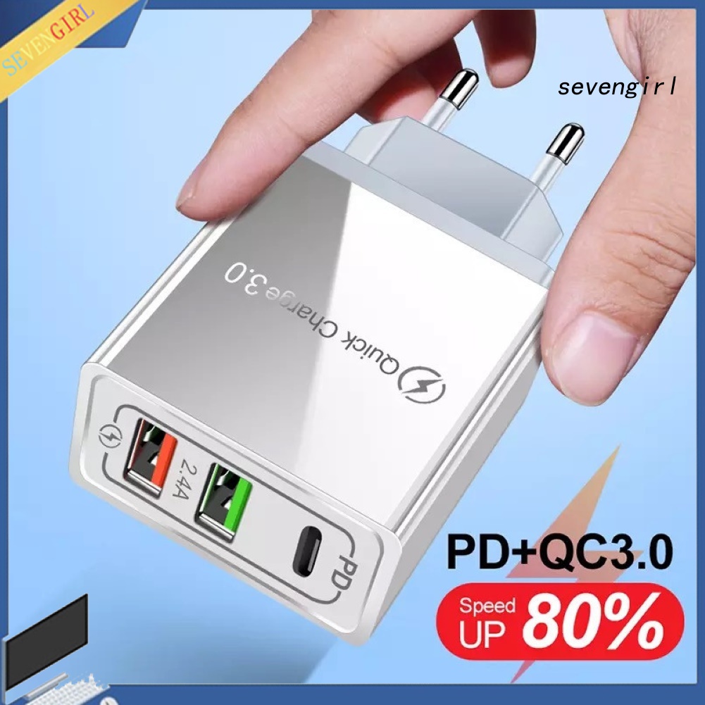 Củ Sạc Nhanh 3 Cổng Usb Pd 18w Qc3.0 Cho Điện Thoại