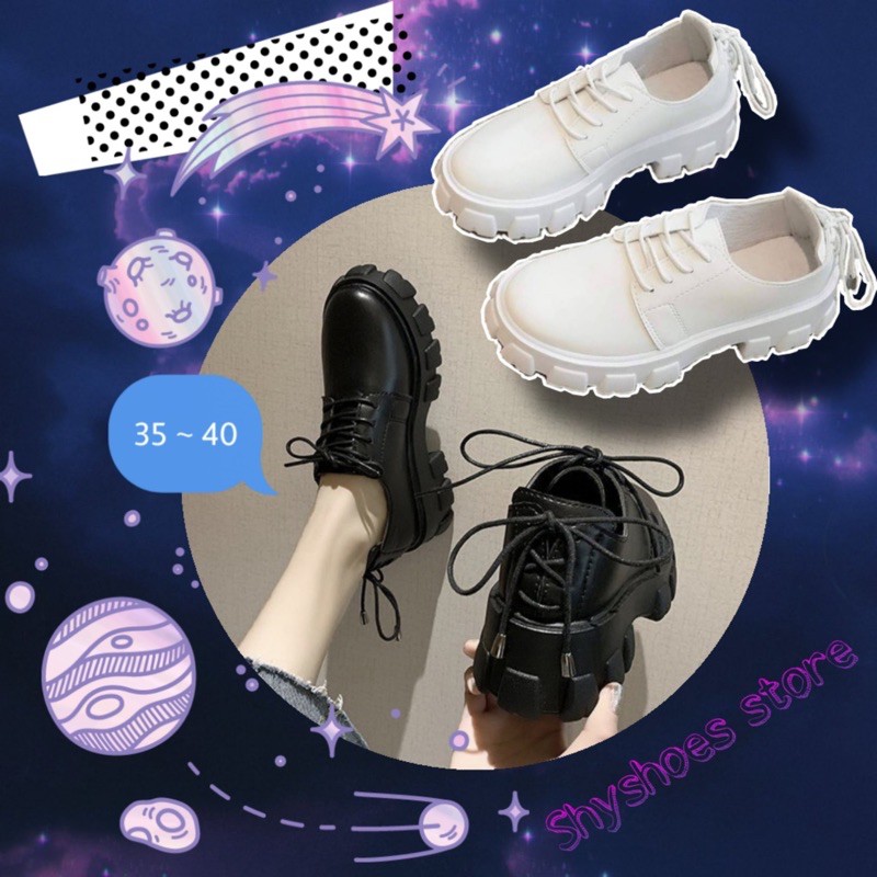 🔥Giày boot oxford cổ thấp phong cách cá tính Trắng, Đen (size 35-40)