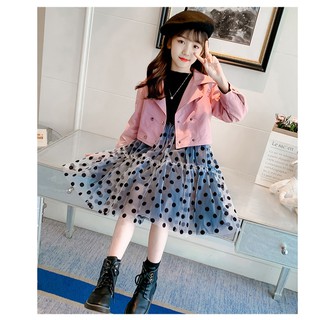Váy thu đông bé gái size đại tặng kèm áo khoác da siêu mềm đẹp size 16-45kg [SV11]