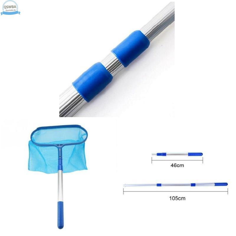 Qswba Swimming Pool Deep Bag Leaf Rake Mesh Skimmer With Telescopic Pole Cleaning Tool