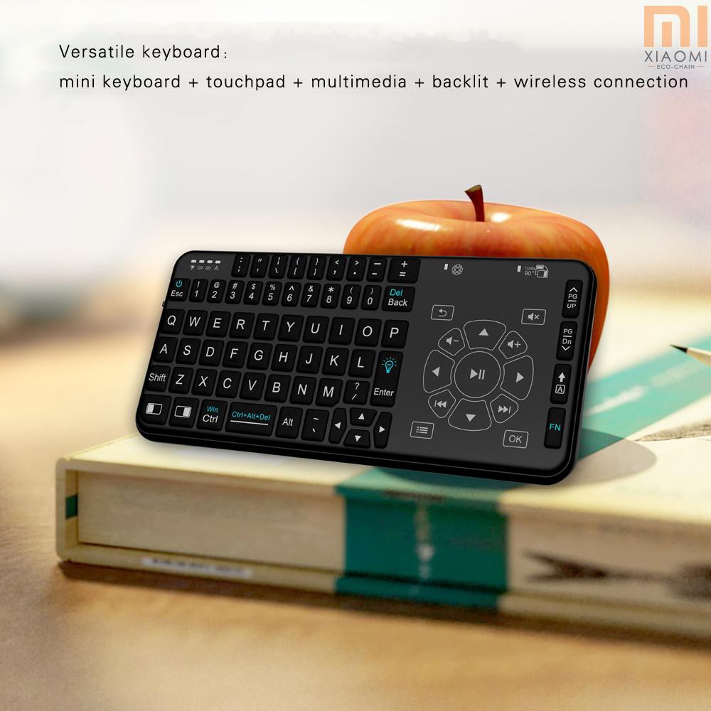 【shine】Rii RT504 2.4G Wireless Handheld Remote Mini Ultra Slim Thin Multifunction Multimedia Backlit Keyboard with Touchpad Trackpad Mouse Combo for Mac Desktop Laptop PC Andriod TV Box