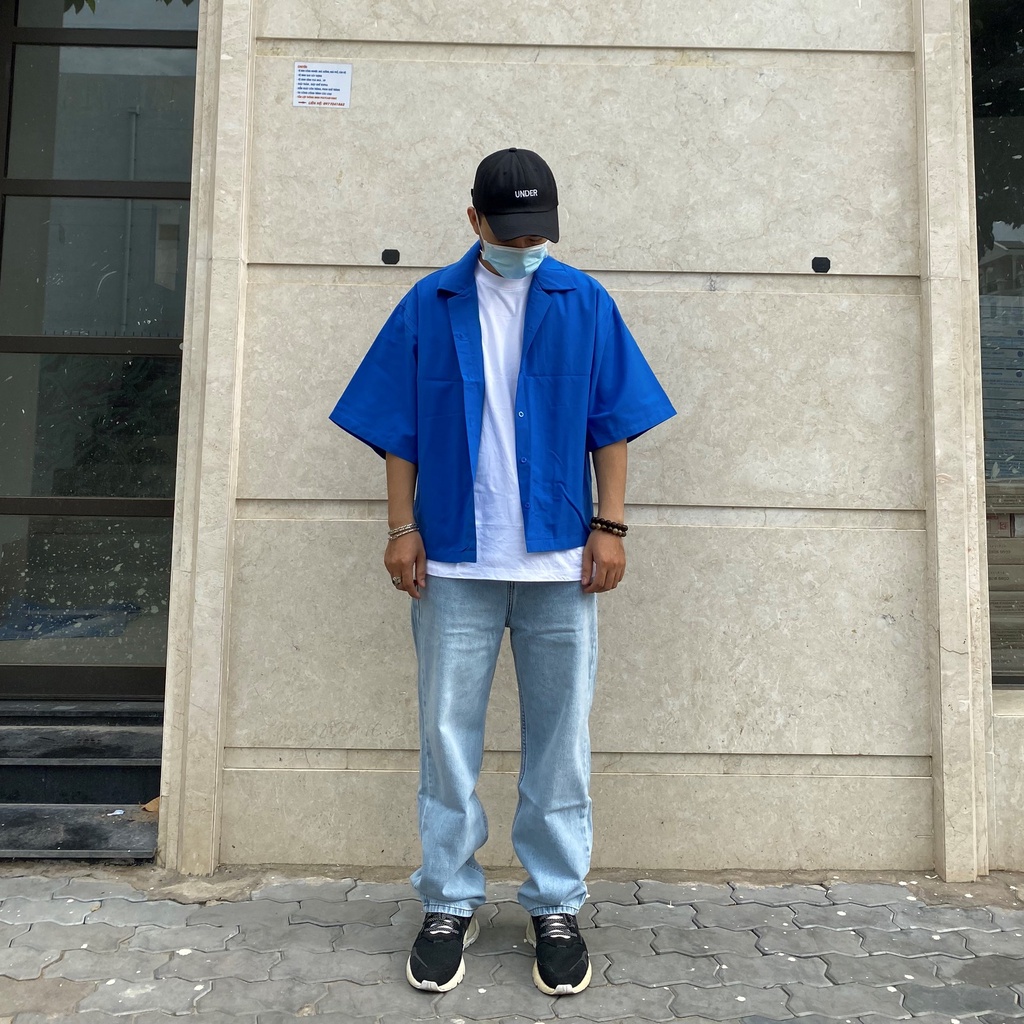 Quần jean nam ống rộng baggy DATINO màu Light Blue chất jean dày dặn cực kì bền màu, giặt tay giặt máy đều được