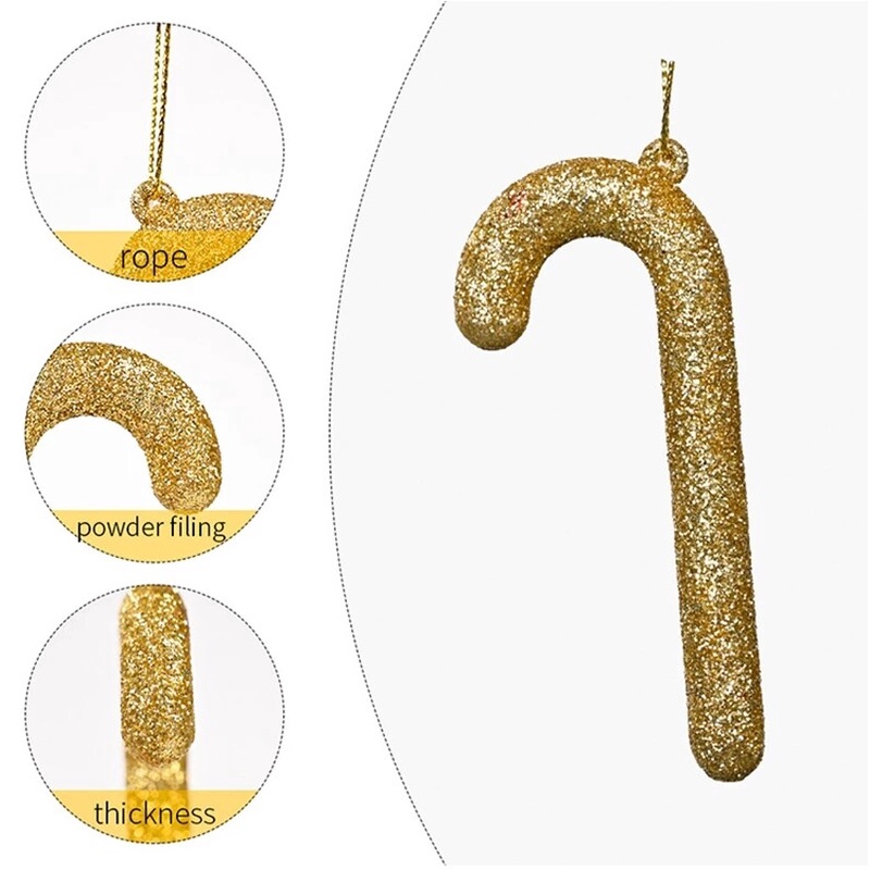 Bộ 6 cây kẹo bằng nhựa dùng trang trí cây thông Giáng Sinh