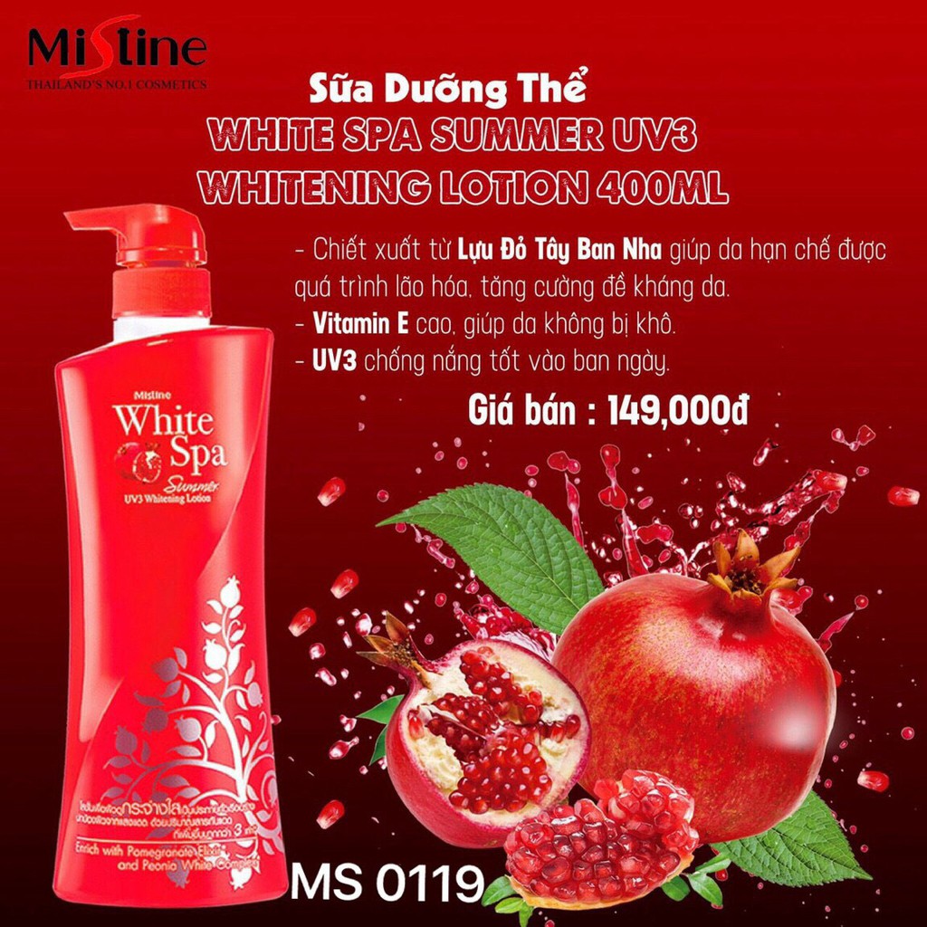 Sữa dưỡng thể White Spa Mistine Lotion 400ml (Thái Lan) Đủ mùi hương