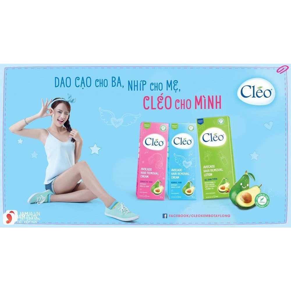 Tẩy Lông Cho Da Thường Cleo Avocado Hair Removal Cream Sensitive Skin 50gsuu.shop cam kết 100% chính hãng