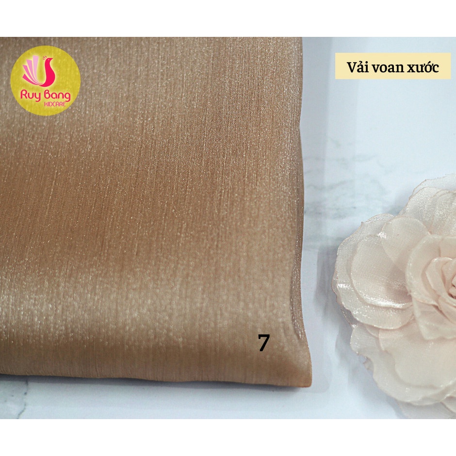 Vải voan tơ xước ánh nhũ làm hoa cài áo, dây buộc tóc khổ vải 1m5