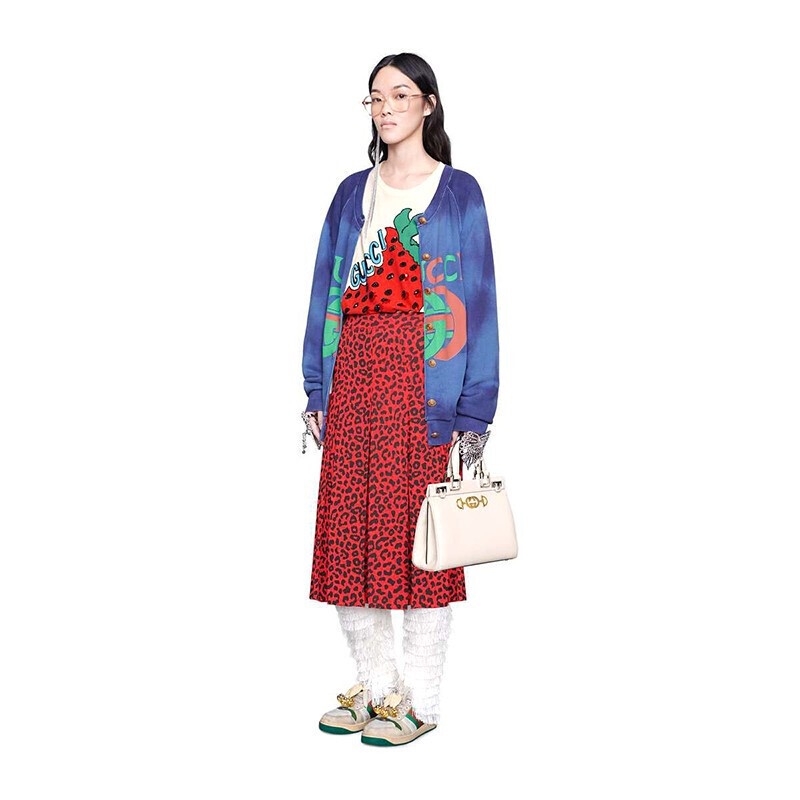 Áo Thun Cotton Tay Ngắn Dáng Rộng In Họa Tiết Gucci Và Dâu Tây Thời Trang Xuân Hè 19 Cho Nữ