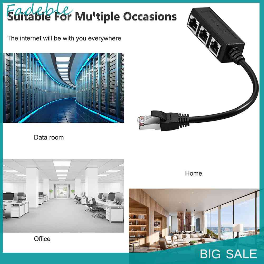 Cáp Chia Mạng RJ45 1 Đầu Dương Sang 3 Đầu Cái Cat5 Cat5e Cat6 Cat7