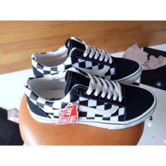 Giày thể thao nam nữ vans old skool caro đen trắng thời trang