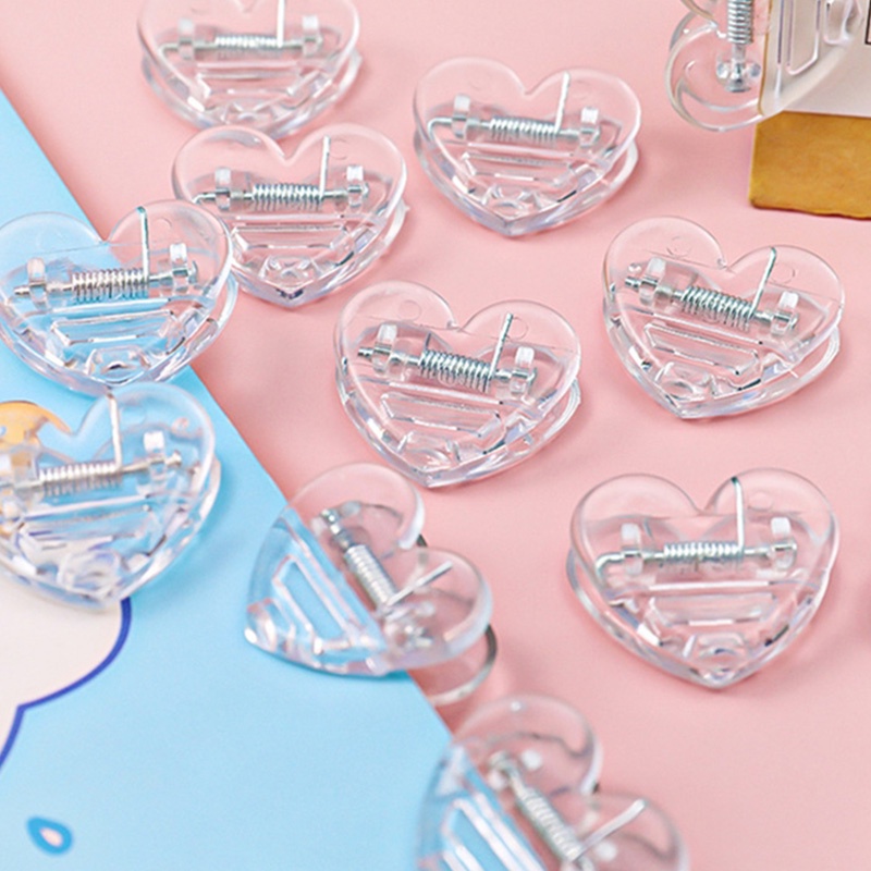 Set 5 Kẹp Nhựa Trong Suốt Hình Trái Tim