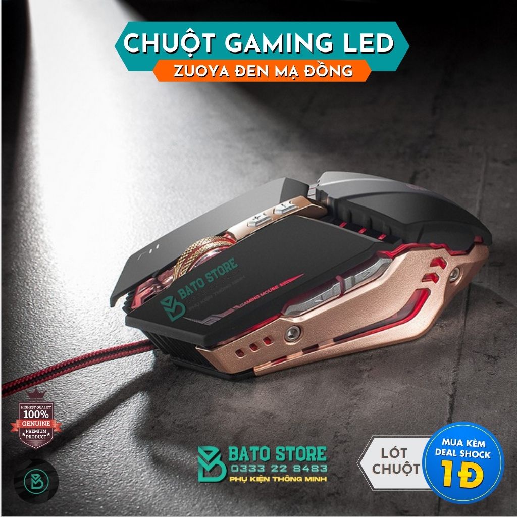 Chuột Gaming Có Dây ZUOYA Z8 Đen Mạ Đồng, Led RBG Tự Đổi Màu, 8 Phím Bấm Smart Macro - Siêu Chất